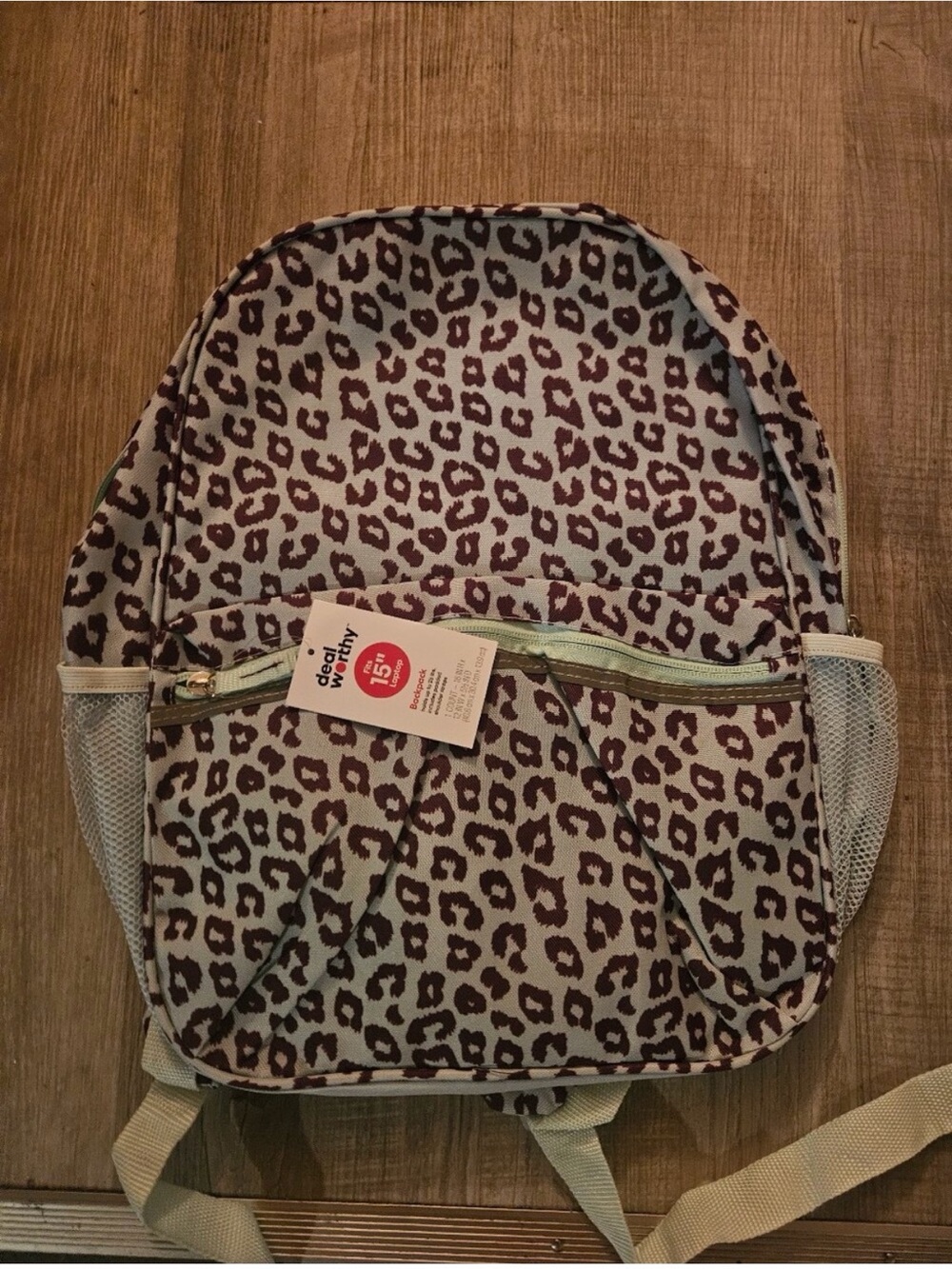 Children's Leopard Print Backpack in Blue and Brown